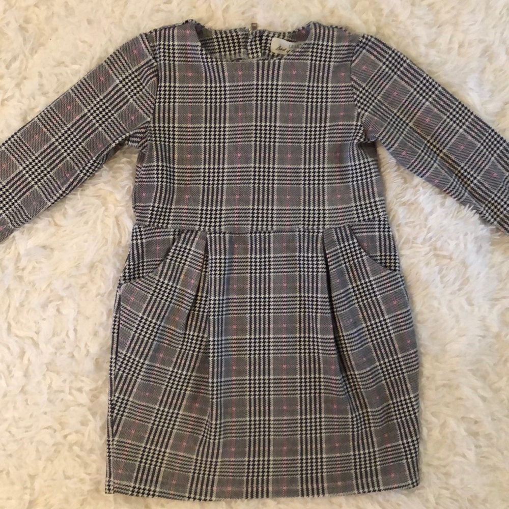 Girls Houndstooth Dress with Zippered Back